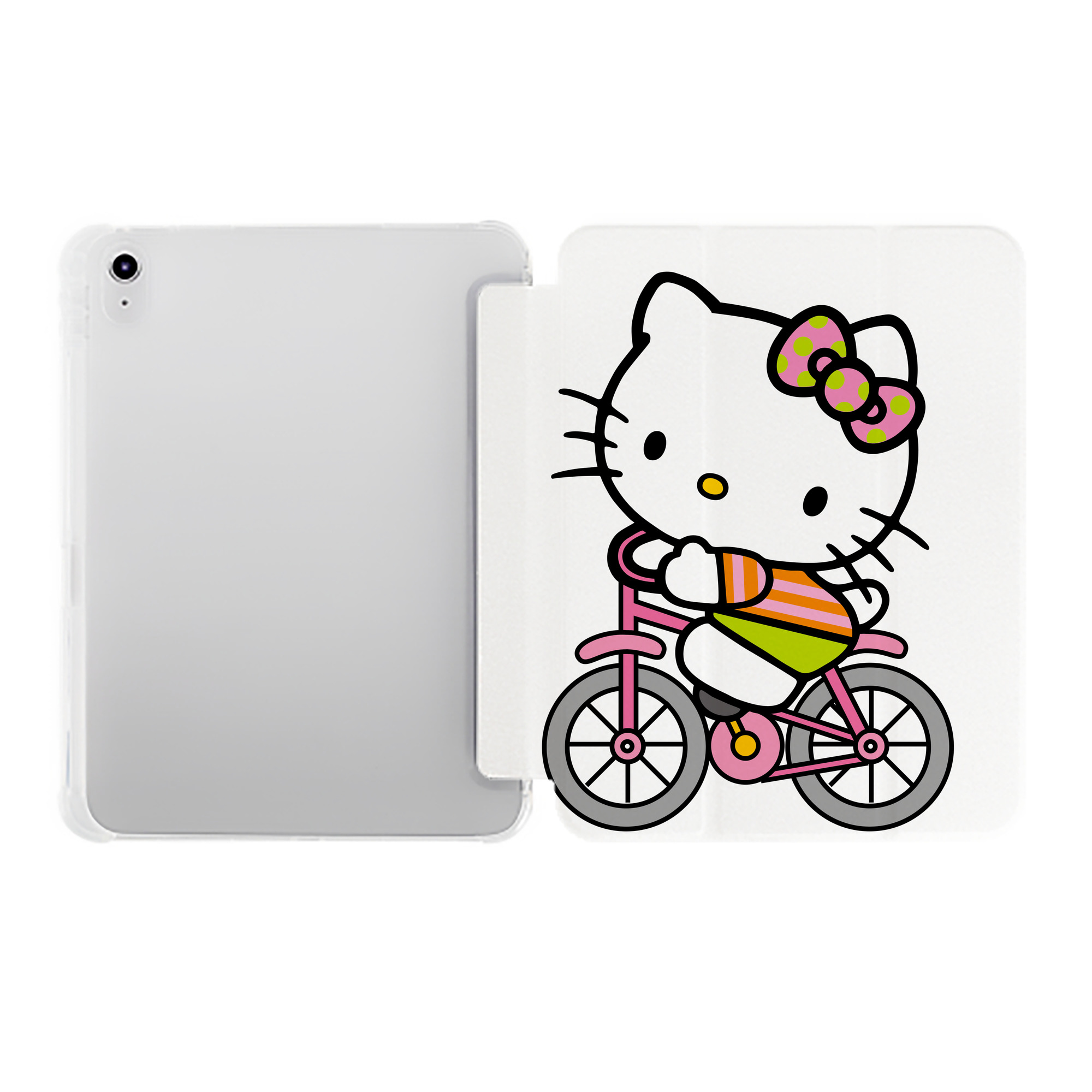 （画像用） Hello Kitty ハローキティ IPad ケース ペン収納付き 三つ折りスタンド PUレザー×シリコン 対応機種9.5/10.5/10.9インチ
